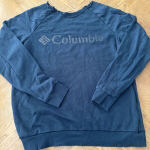 Columbia Sweatshirt Altered Graphic Pullover Black Outdoor Hiking size M Grunge